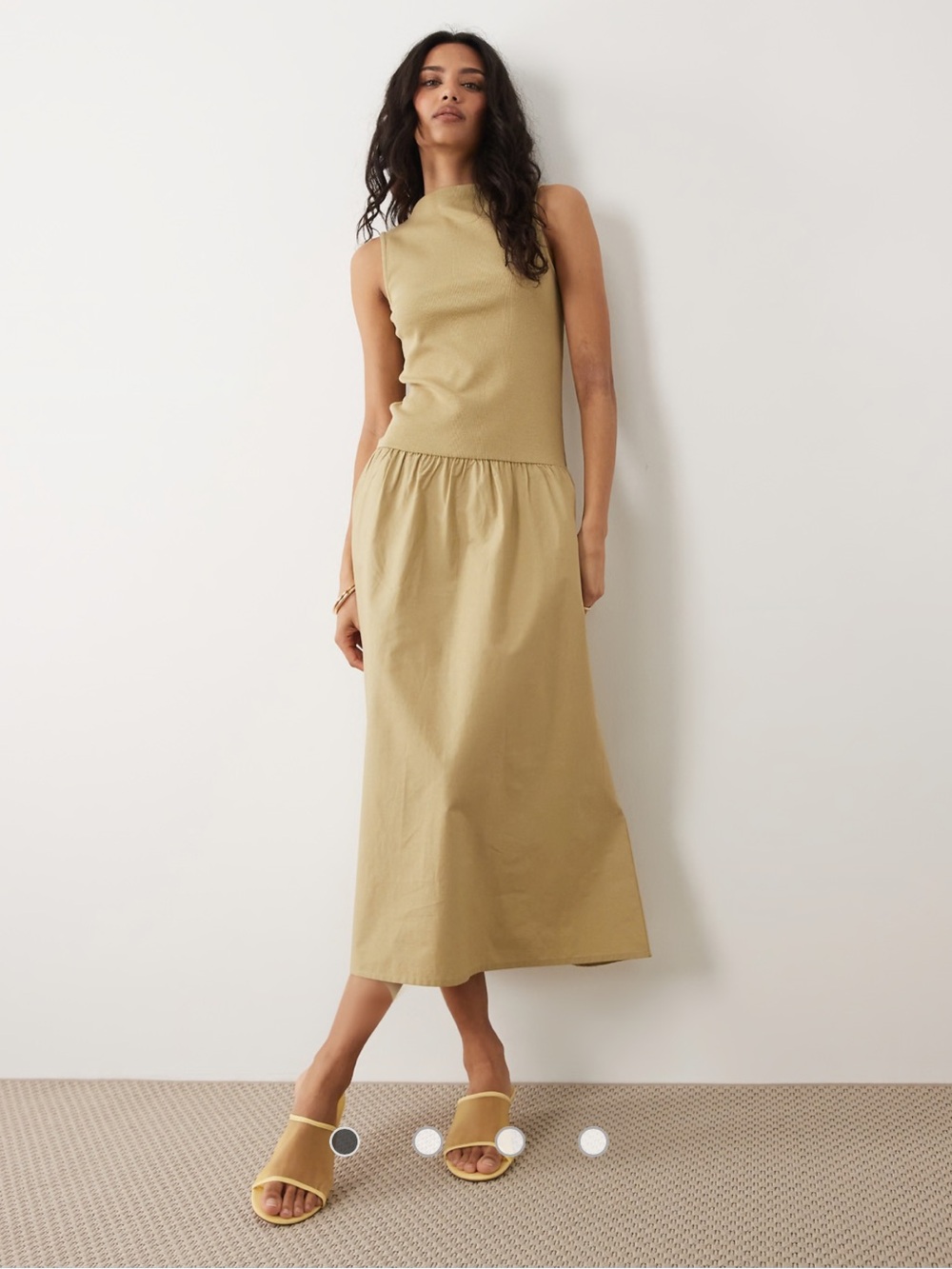 Mango cotton mix racer midi dress - L